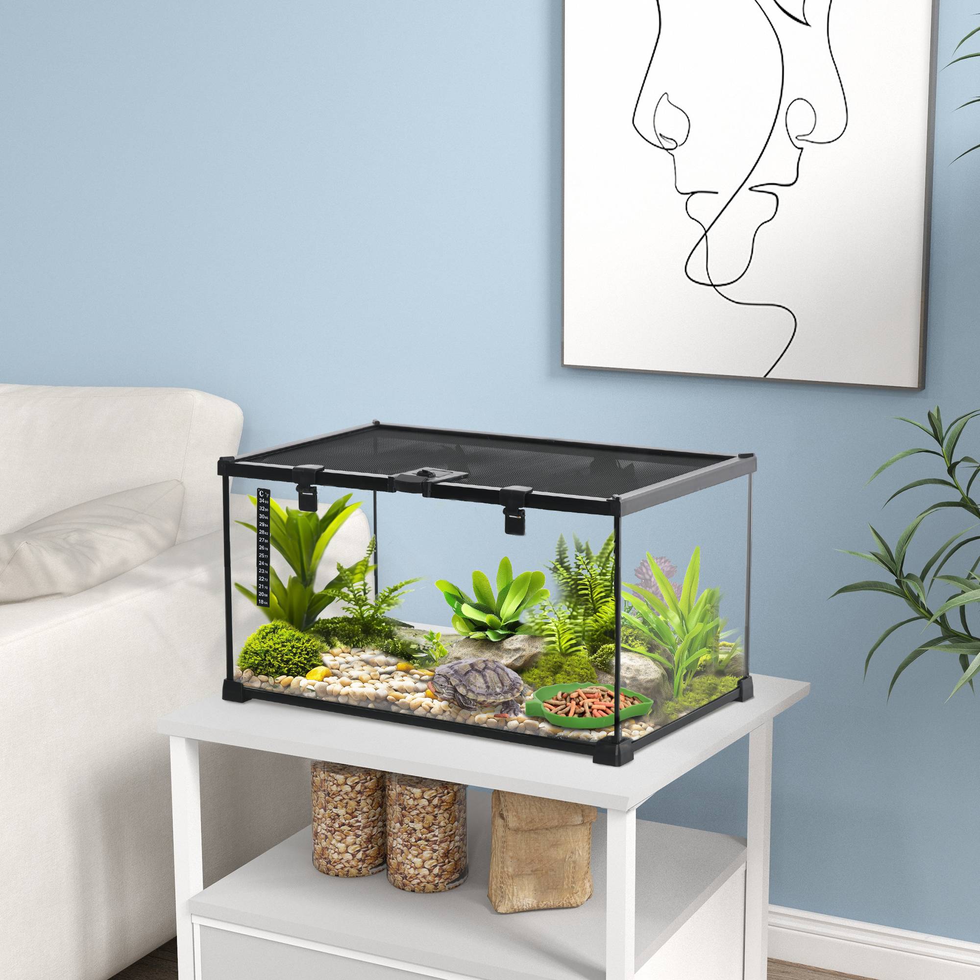 Terrarium Reptiles Verre Habitat Insectes Lézards Bonne Ventilation 50x25cm Noir - ComfortXL Outdoor Living - Image 3