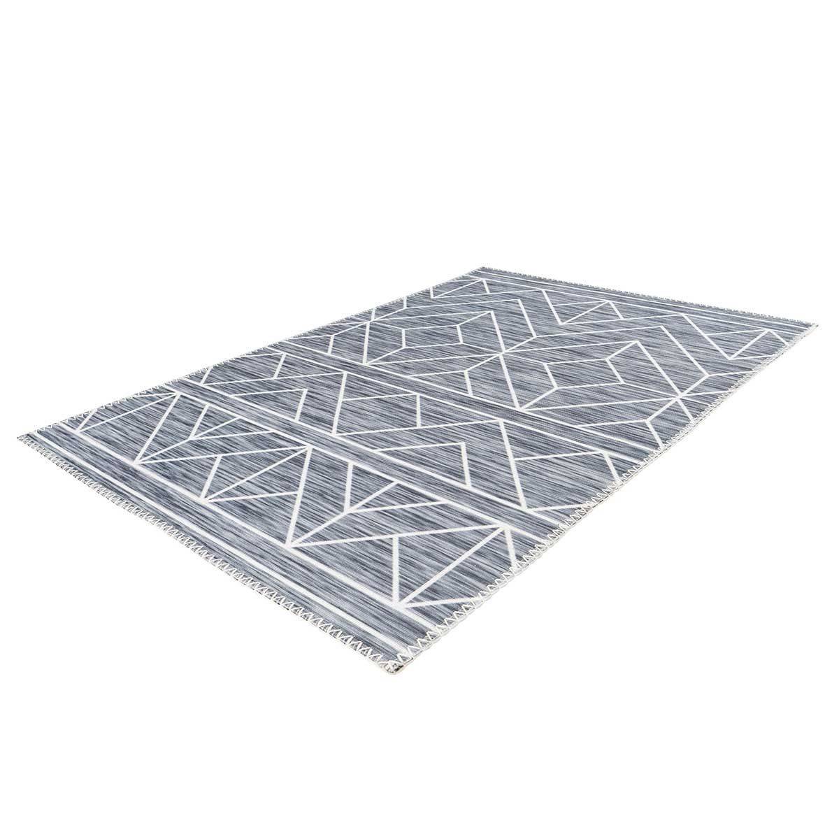 Tapis Tissé Imprimé à Poils Plats "Maya II" Anthracite 200 x 290 cm - Image 2