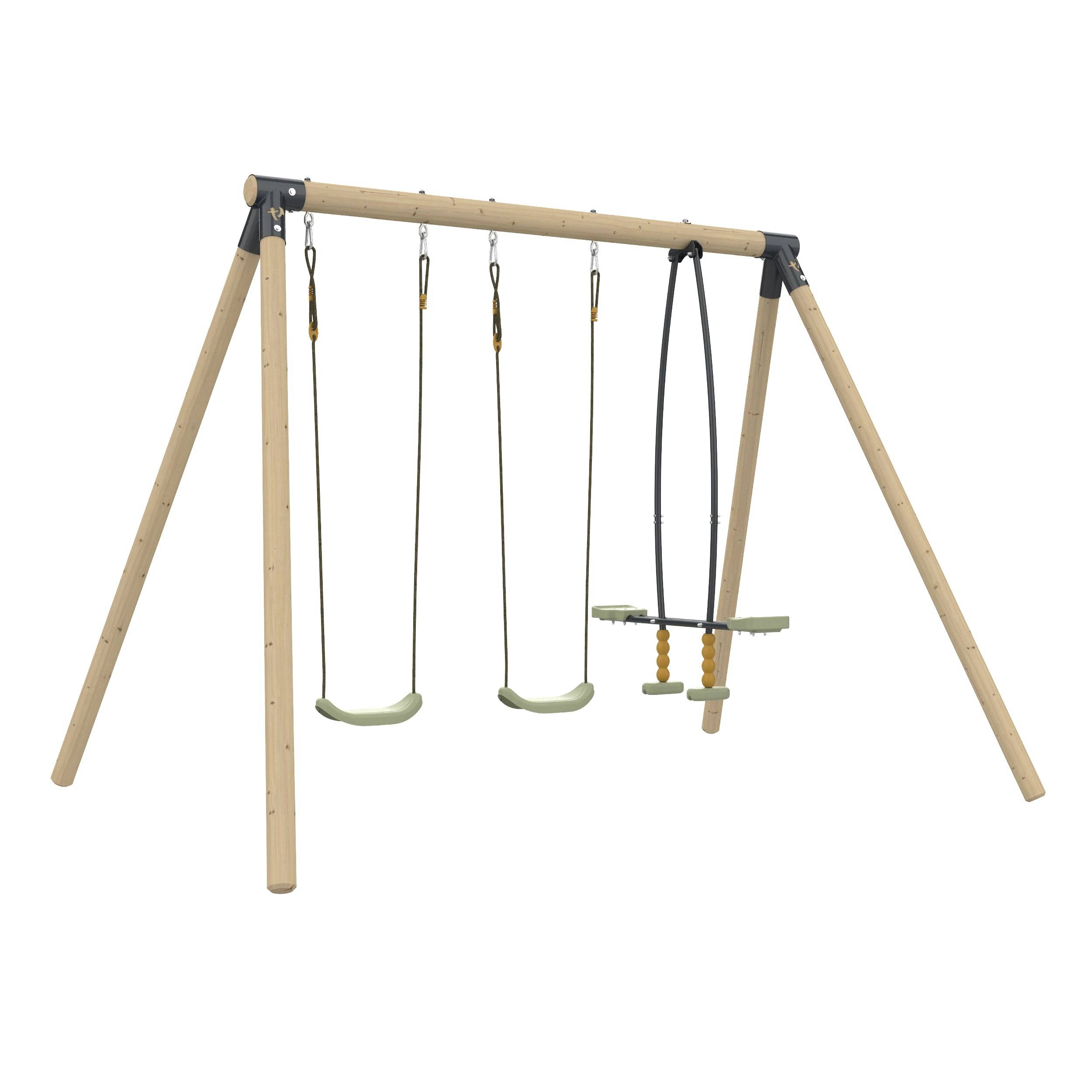 Portique bois FSC® H224 cm avec 2 balançoires, vis-à-vis et kit d’ancrage inclus – TP Toys - Image 2