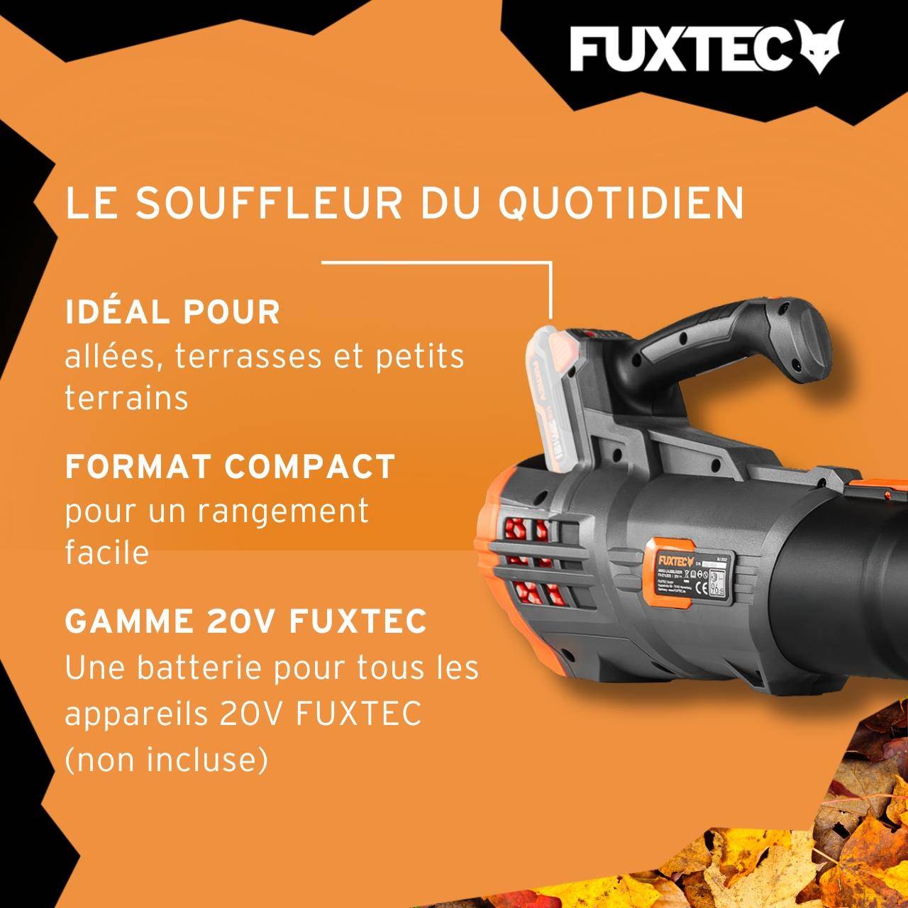 Souffleur à batterie - FUXTEC FX-E1LB20 - 20V 38m/s - Sans batterie ni chargeur - Image 5