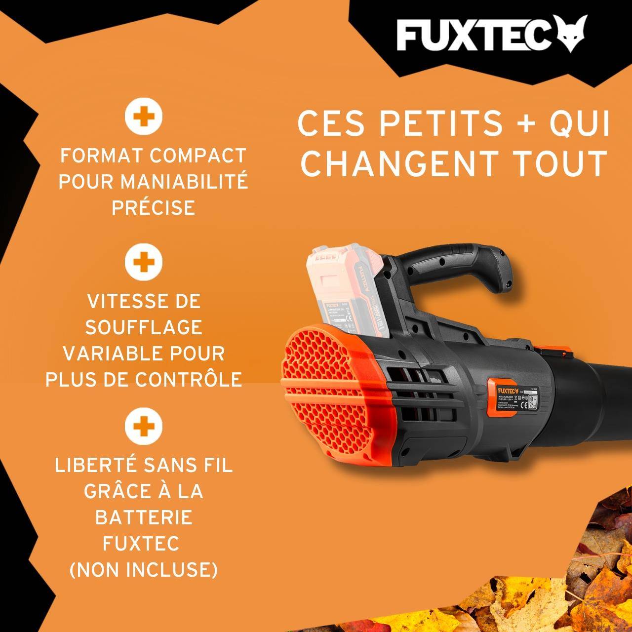 Souffleur à batterie - FUXTEC FX-E1LB20 - 20V 38m/s - Sans batterie ni chargeur - Image 4