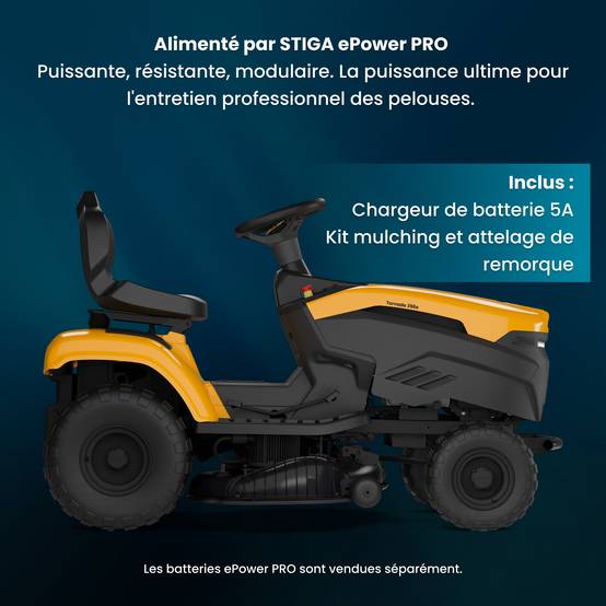 Stiga - Tracteur de pelouse électrique Tornado 398e, 56 V, Largeur 98 cm avec batteries ePower Pro, pour surfaces jusqu'à 7000 m² - STIGA - Image 4