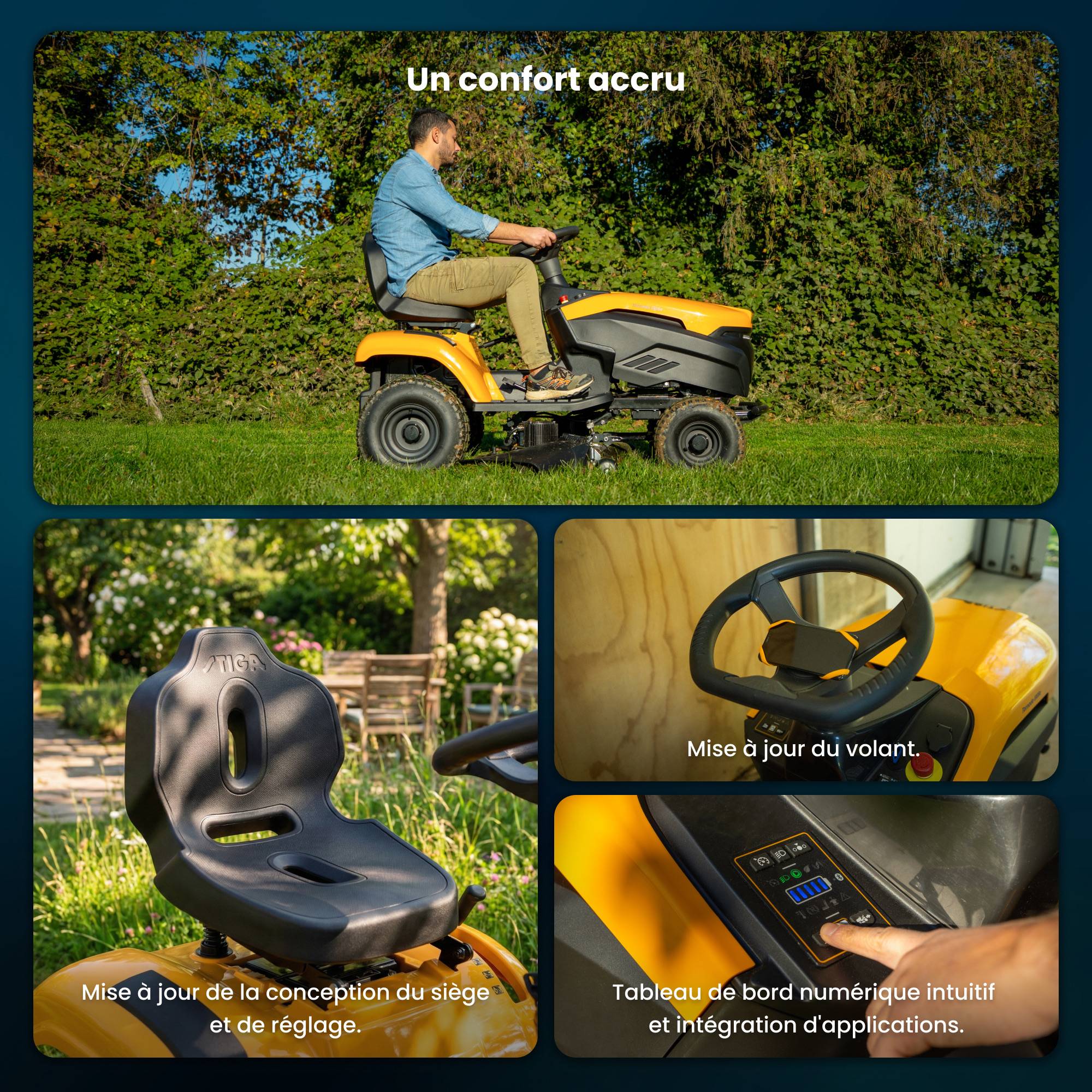 Stiga - Tracteur de pelouse électrique Tornado 398e, 56 V, Largeur 98 cm avec batteries ePower Pro, pour surfaces jusqu'à 7000 m² - STIGA - Image 6