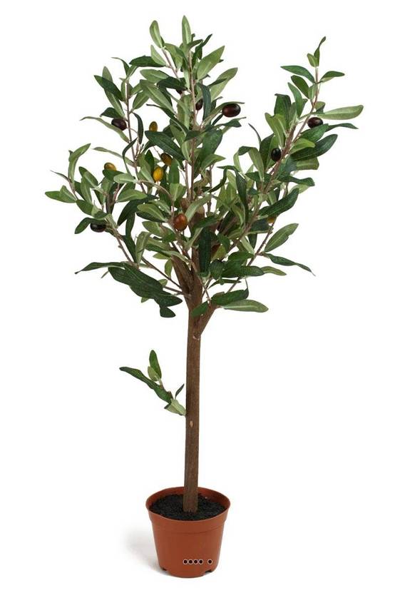 Olivier artificiel en pot H65cm Tronc bois avec olives très realiste - Image 1