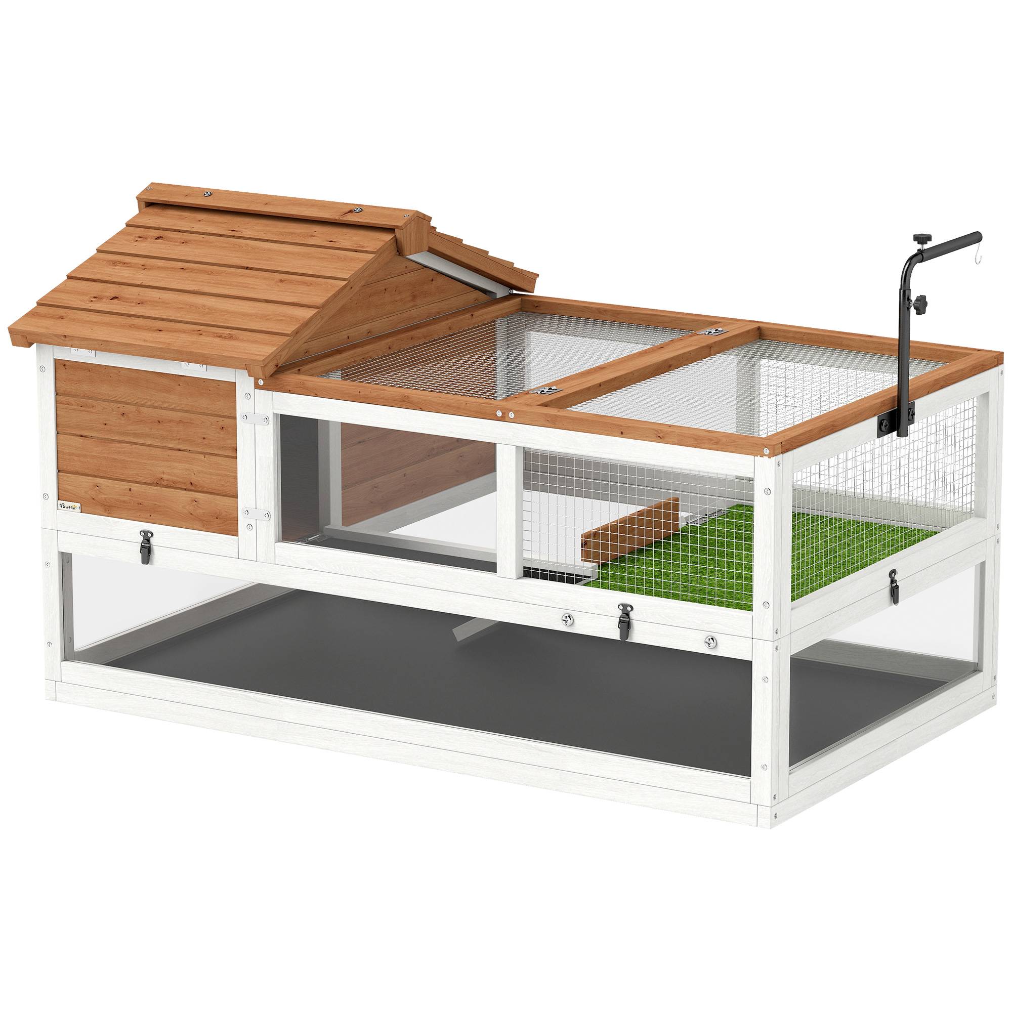 ComfortXL - Enclos tortue bois de sapin et acier orange 2 niveaux pour intérieur extérieur avec support de lampe réglable - Image 10