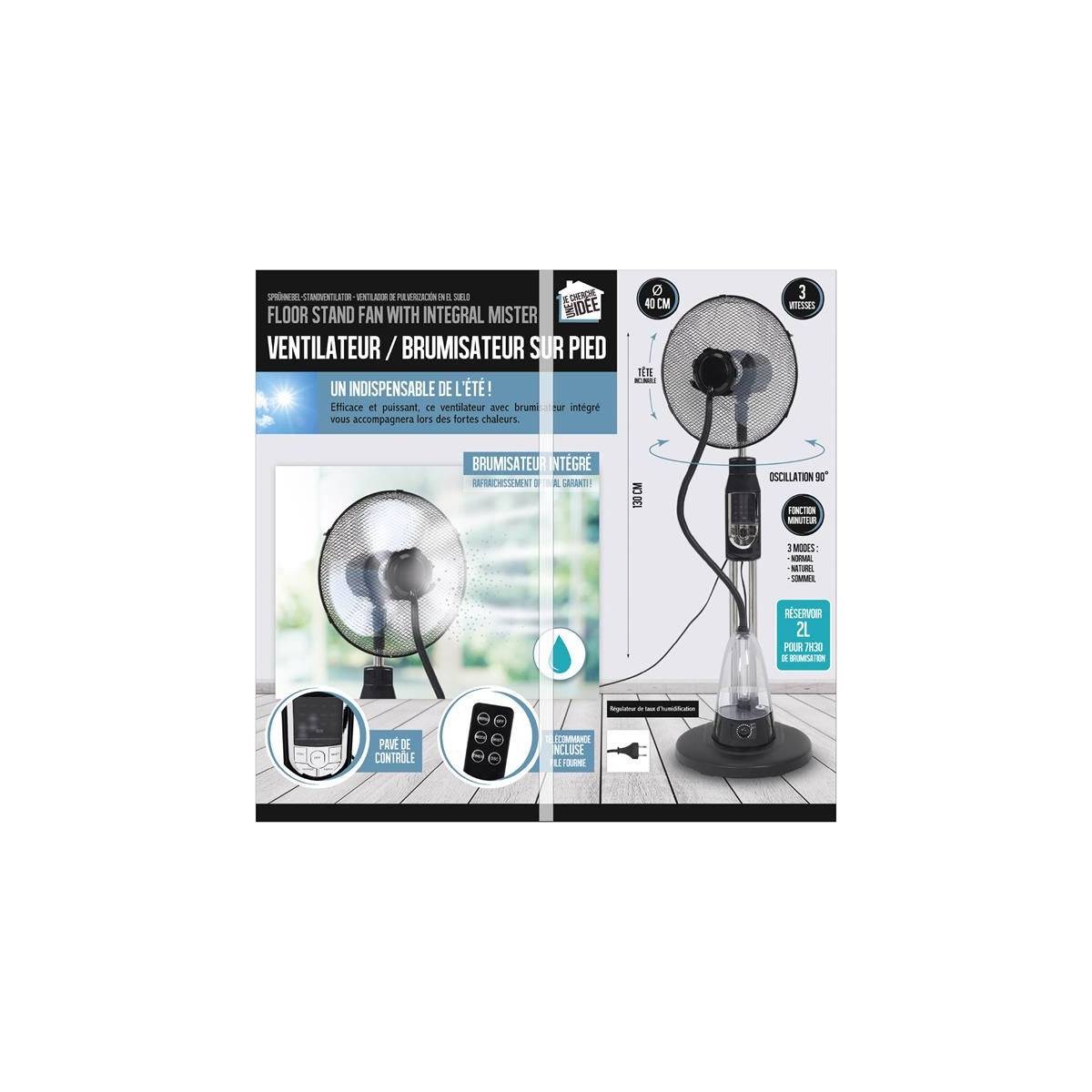 Ventilateur Brumisateur "Télécommande" 130cm Noir - Image 6