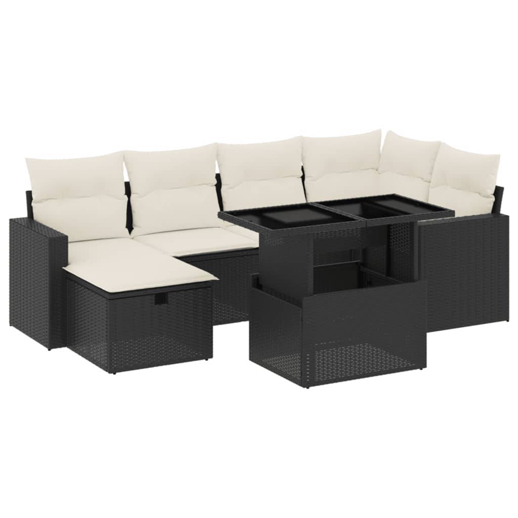 Vidaxl - Salon de jardin 7 pcs avec coussins noir résine tressée vidaXL 3274816 - Image 2