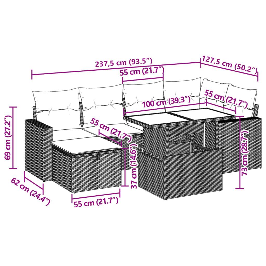 Vidaxl - Salon de jardin 7 pcs avec coussins noir résine tressée vidaXL 3274816 - Image 3