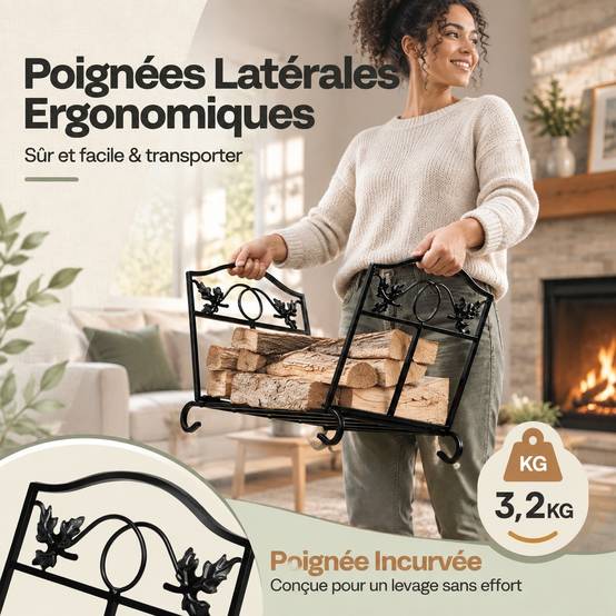 Support à Bûches Pliable en Métal Intérieur Extérieur - Image 5