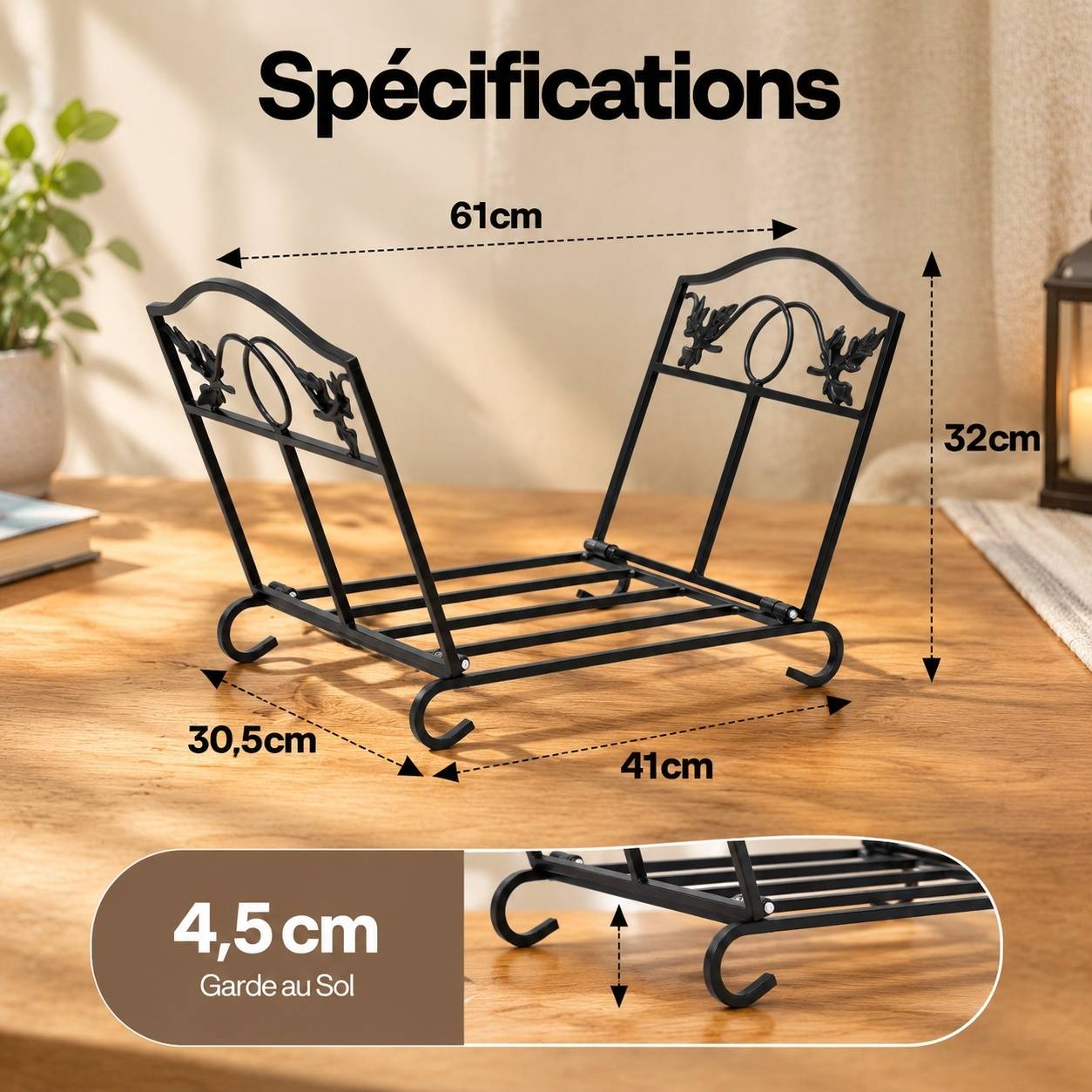 Support à Bûches Pliable en Métal Intérieur Extérieur - Image 7