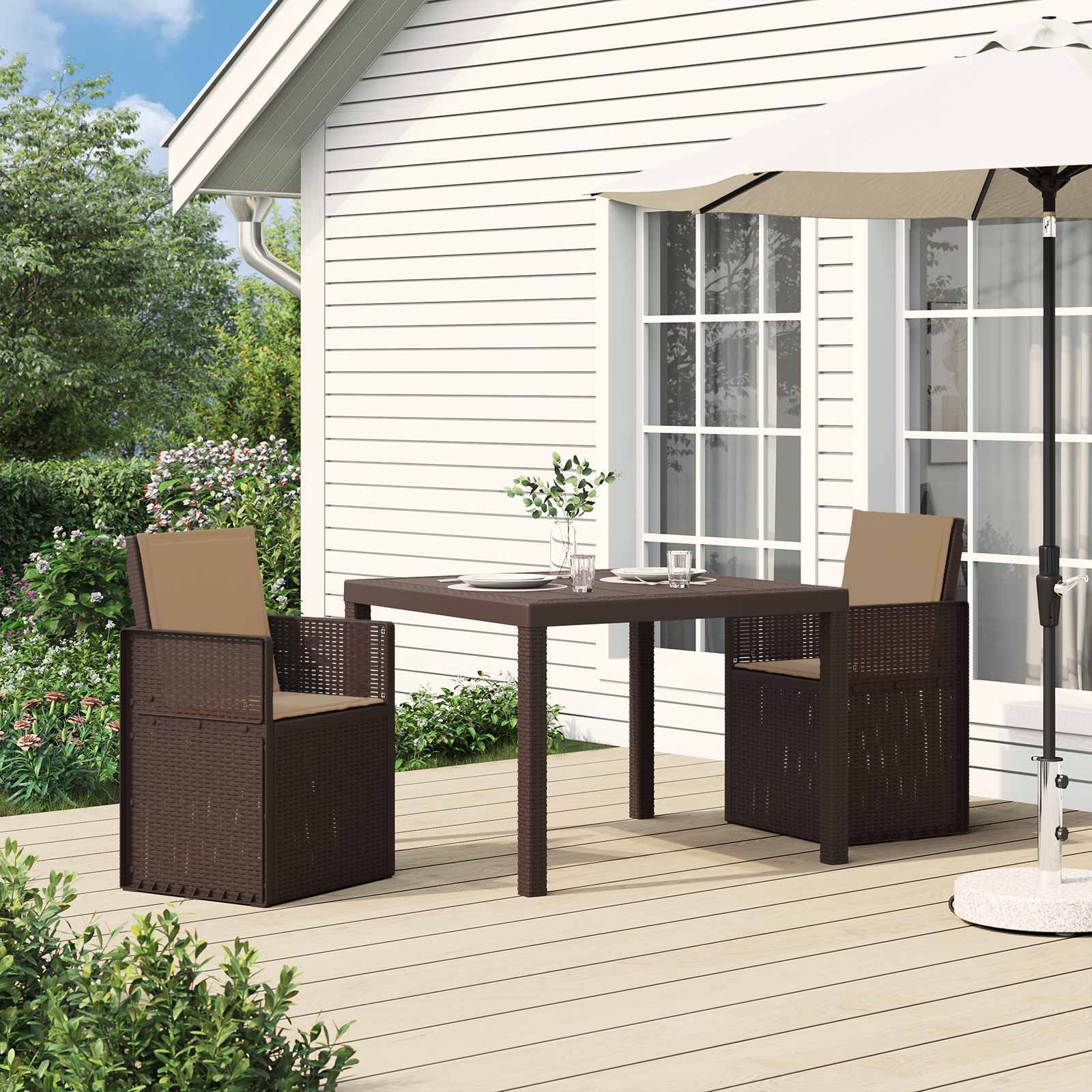 PANGIVO - Chaises de jardin polypropylène marron et taupe 53 x 47 x 88.5 cm - PANGIVO