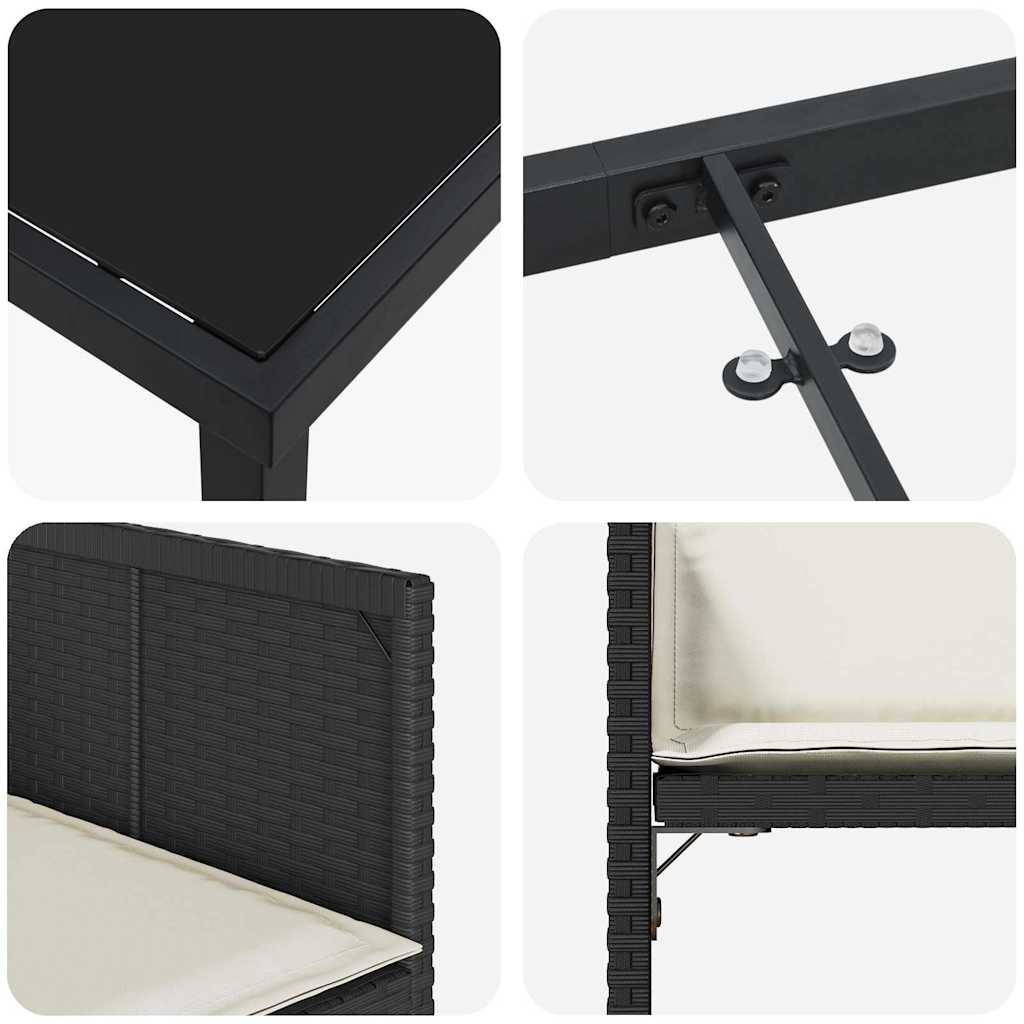 Ensemble repas extérieur 4 personnes en résine tressée avec table verre Noir – ComfortXL Outdoor Living - Image 9