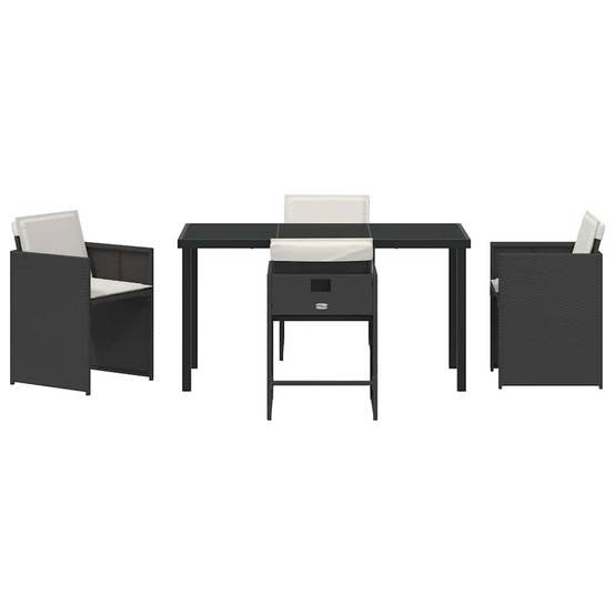 Ensemble repas extérieur 4 personnes en résine tressée avec table verre Noir – ComfortXL Outdoor Living - Image 7