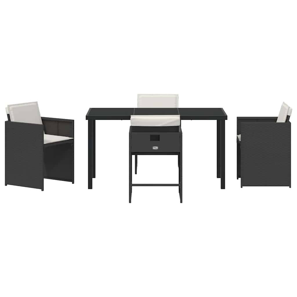 Ensemble repas extérieur 4 personnes en résine tressée avec table verre Noir – ComfortXL Outdoor Living - Image 7