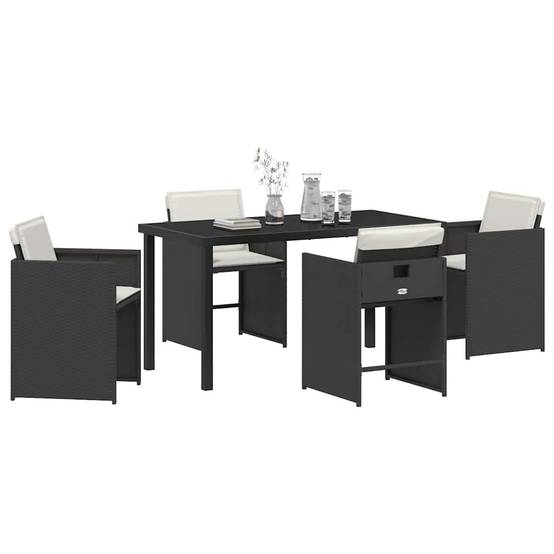 Ensemble repas extérieur 4 personnes en résine tressée avec table verre Noir – ComfortXL Outdoor Living - Image 3
