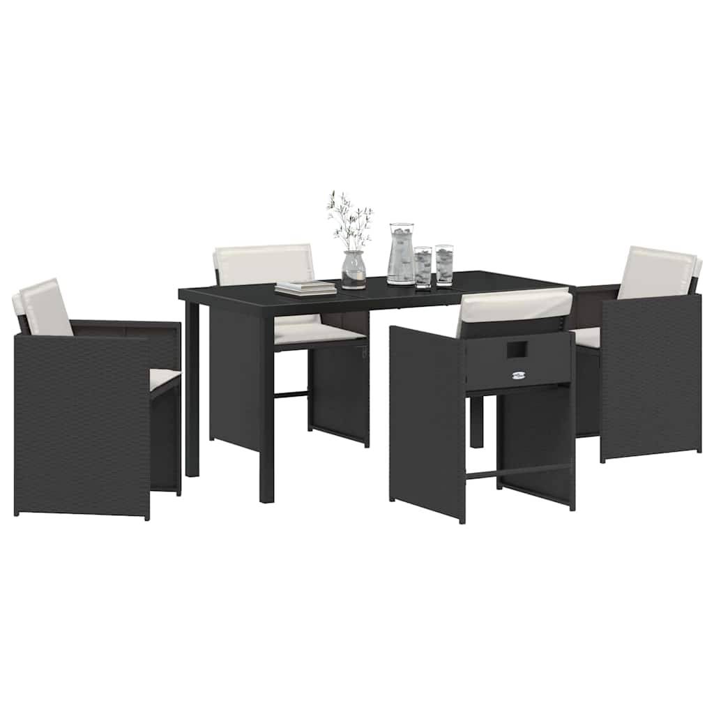 Ensemble repas extérieur 4 personnes en résine tressée avec table verre Noir – ComfortXL Outdoor Living - Image 3