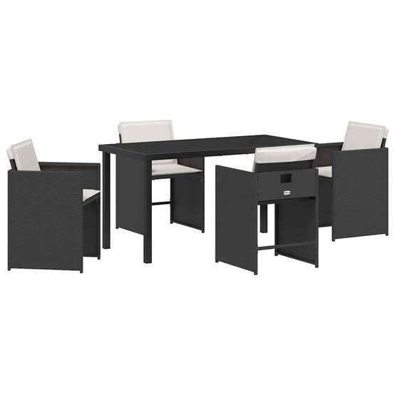 Ensemble repas extérieur 4 personnes en résine tressée avec table verre Noir – ComfortXL Outdoor Living - Image 2