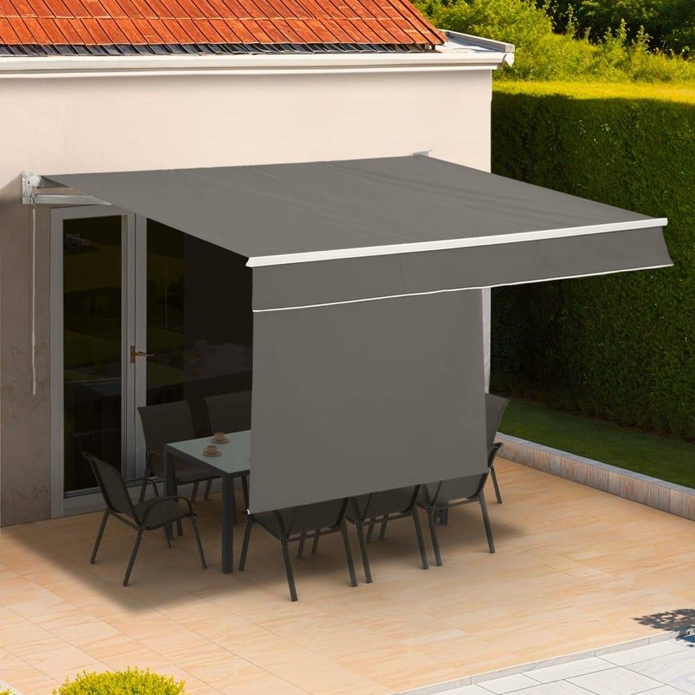 Store banne 2 en 1 avec double protection verticale et horizontale - Terrasse et balcon 3 x 2 Gris - Image 2