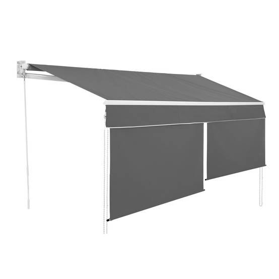 Store banne 2 en 1 avec double protection verticale et horizontale - Terrasse et balcon 3 x 2 Gris - Image 1