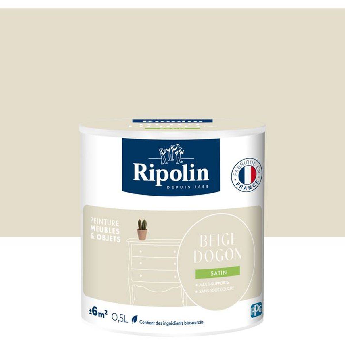Ripolin - Peinture satinée meubles et objets beige Dogon 0,5 L - RIPOLIN - Image 2