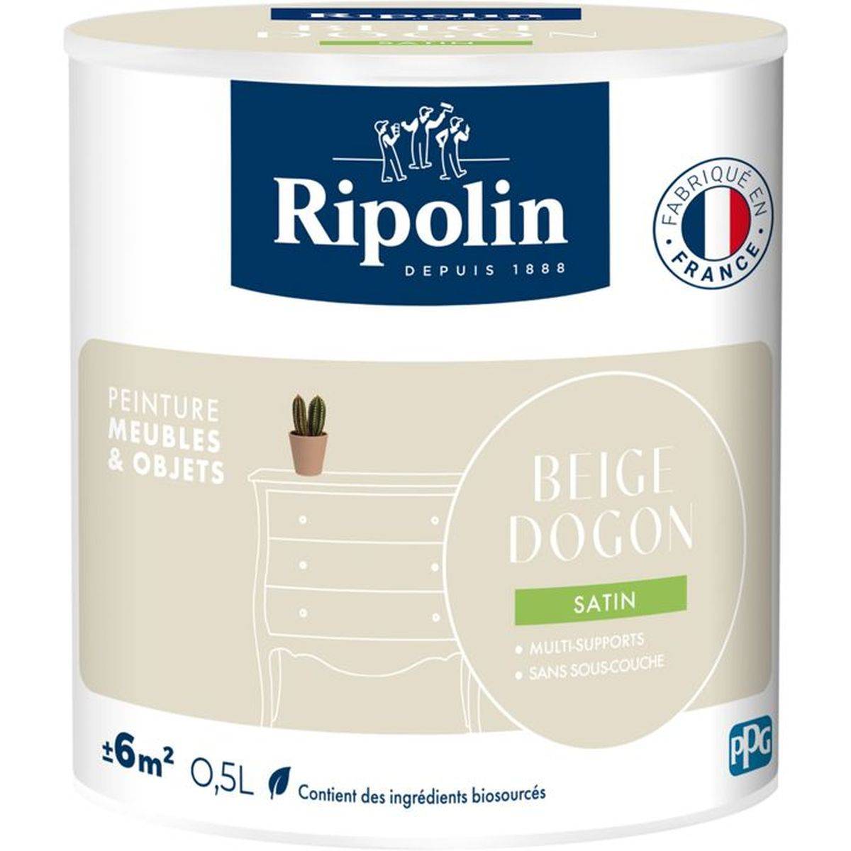 Ripolin - Peinture satinée meubles et objets beige Dogon 0,5 L - RIPOLIN - Image 1