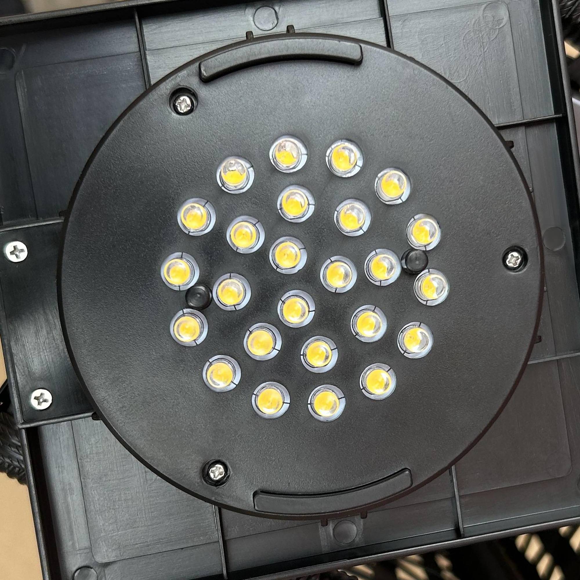 Luminaire extérieur solaire, capteur, 8 h, rotin, acier, 15,5x15,5x46 cm, noir - Image 10