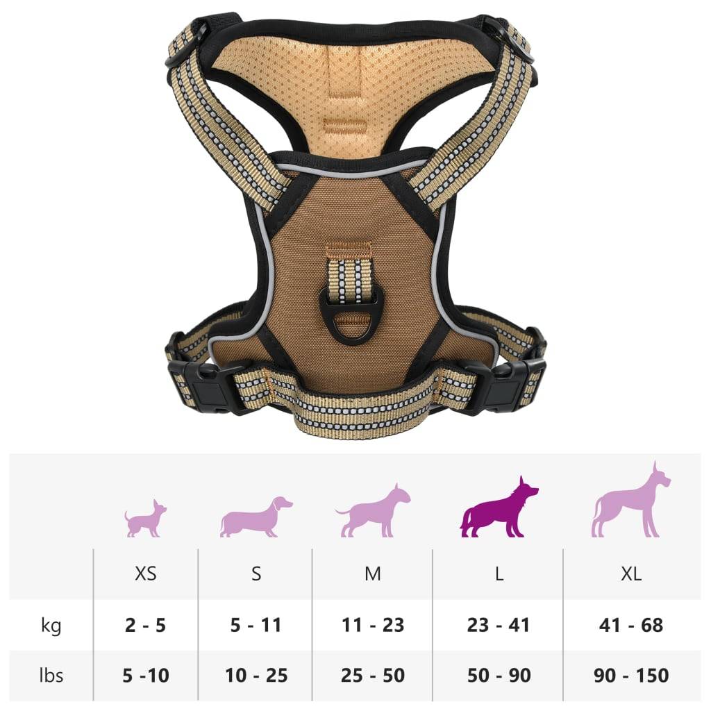 Kit Harnais Chien Anti-Traction Polyester Réglable avec Laisse et Collier Marron L – ComfortXL Pet Living - Image 10