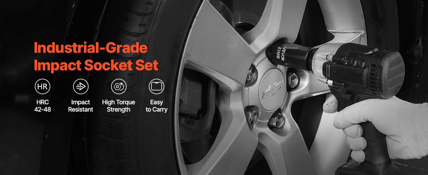 Vevor - VEVOR Jeu de douilles à choc 1/2" 26 pcs, Cr-V, 6 pans, métriques 10–36 mm, coffret robuste, pour réparation automobile et camion. - Image 9