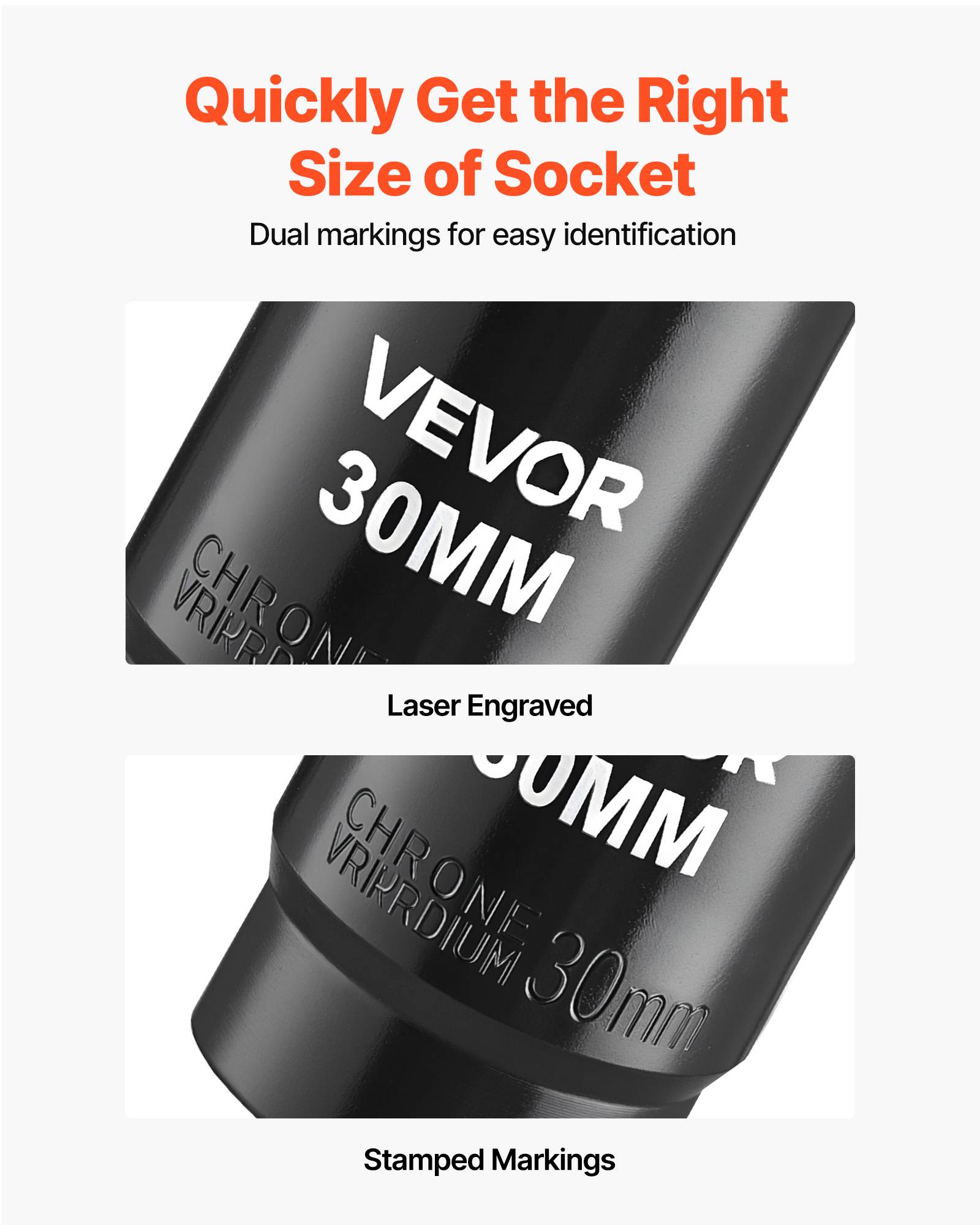 Vevor - VEVOR Jeu de douilles à choc 1/2" 26 pcs, Cr-V, 6 pans, métriques 10–36 mm, coffret robuste, pour réparation automobile et camion. - Image 4