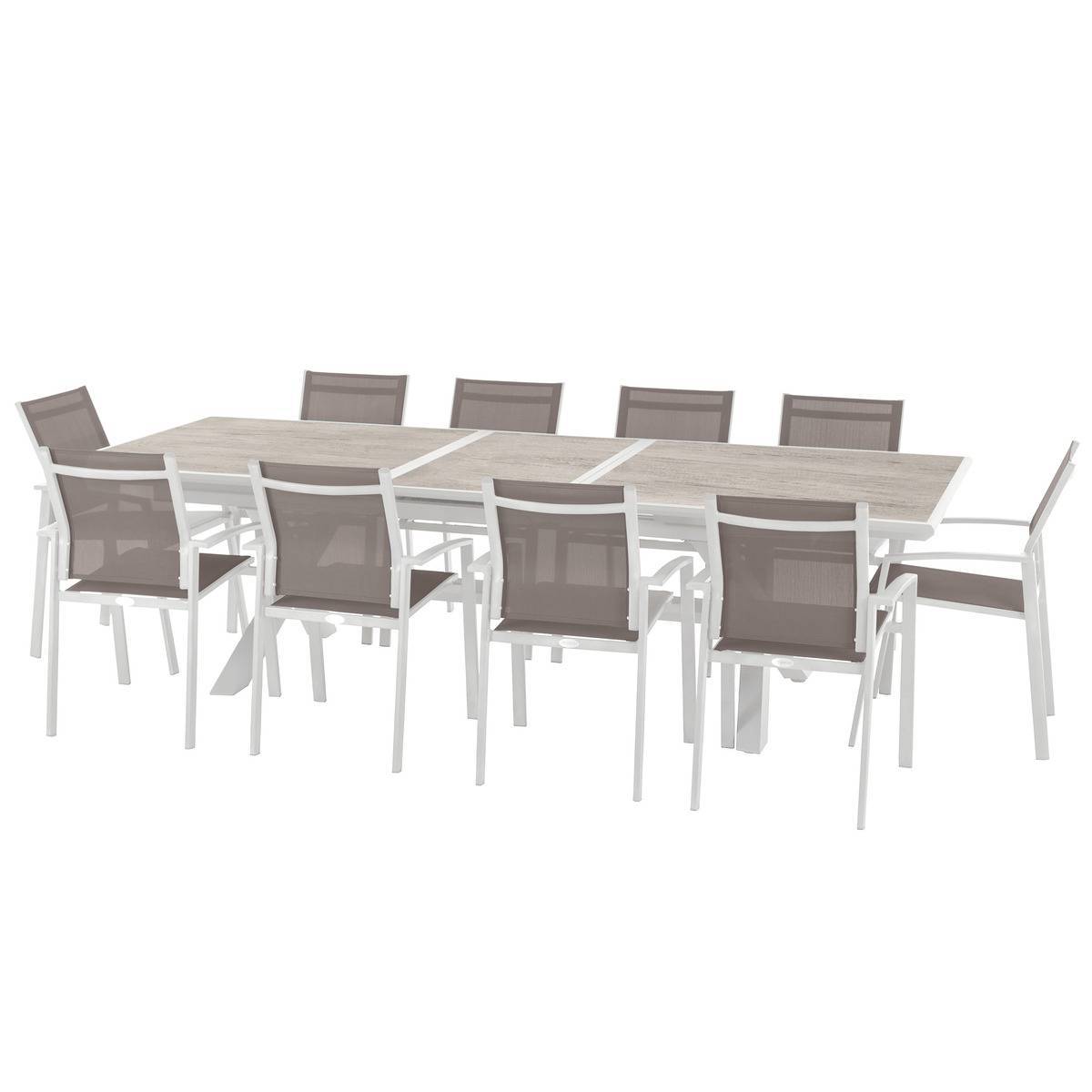 Hesperide - Table de jardin extensible "Axiome" sépia & blanc 10 places en aluminium traité époxy Hespéride - Image 4