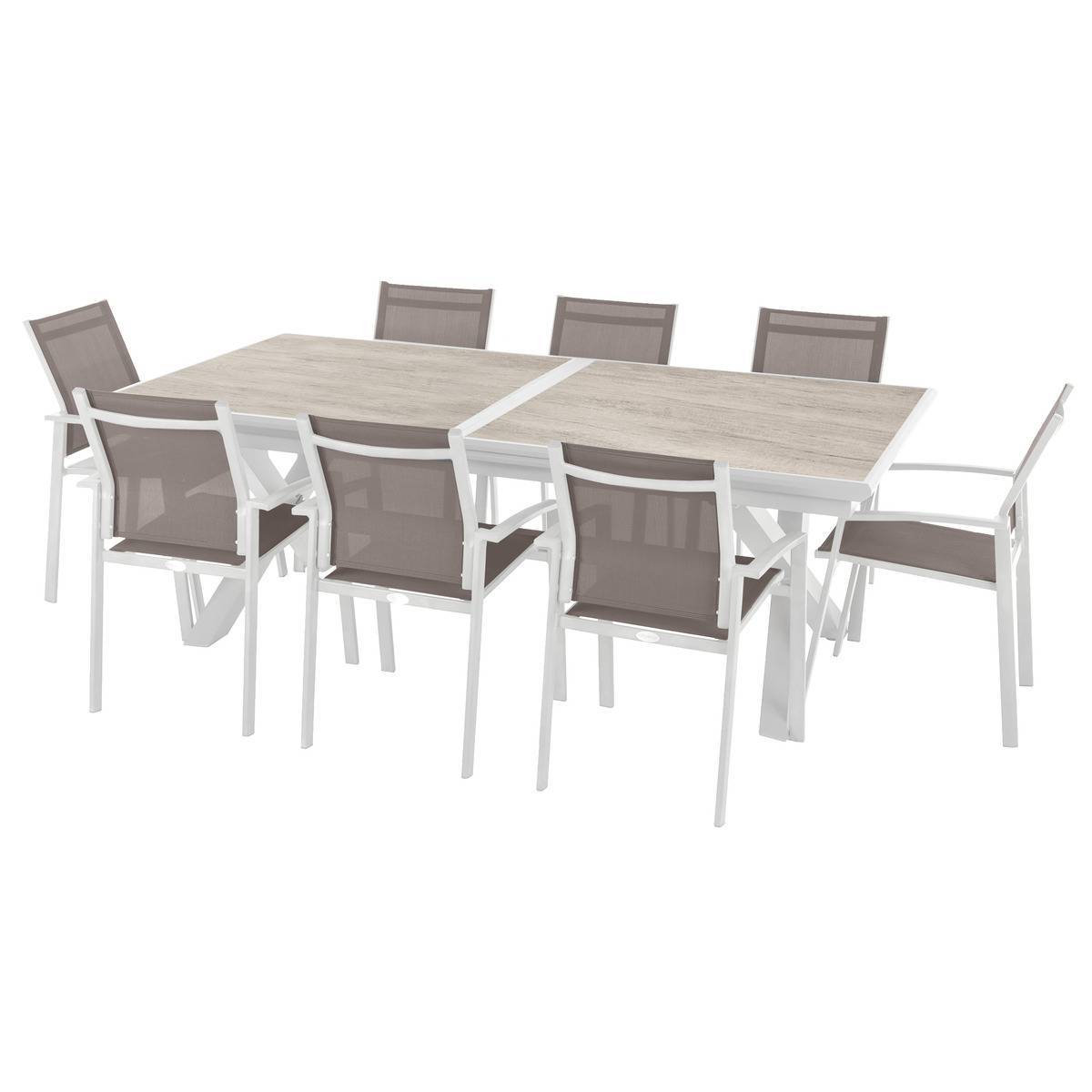 Hesperide - Table de jardin extensible "Axiome" sépia & blanc 10 places en aluminium traité époxy Hespéride - Image 5