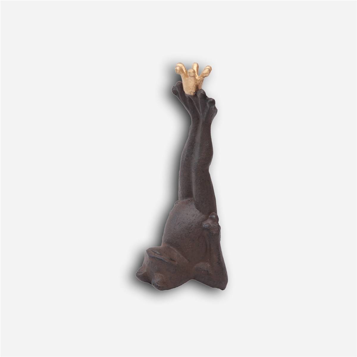 Grenouille en fonte avec couronne dorée - Image 1
