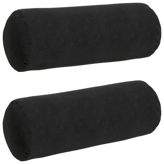 Lot de 2 Traversins Déco Velours Côtelé Confort Housse Amovible pour Salon et Chambre Noir 25x70 cm – ComfortXL Outdoor Living - Image 2