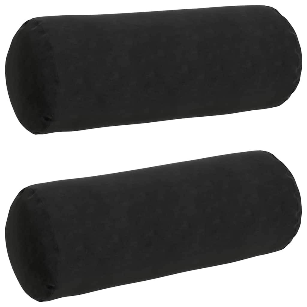 Lot de 2 Traversins Déco Velours Côtelé Confort Housse Amovible pour Salon et Chambre Noir 25x70 cm – ComfortXL Outdoor Living - Image 2
