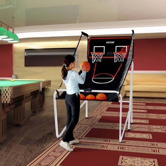 VEVOR Jeu arcade basketball pliable, 2 joueurs, double panier, 4 ballons, 8 modes. Électronique, noir/blanc. - Image 8