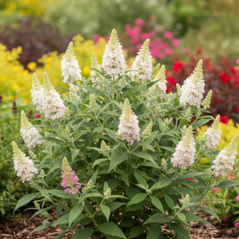 Arbre aux papillons Butterfly Candy® Little White 'BotEx003', Buddleia à fleurs Blanche - feuillage Caduc - Pot de 4L - 20/40 cm- hauteur à maturité - Image 3