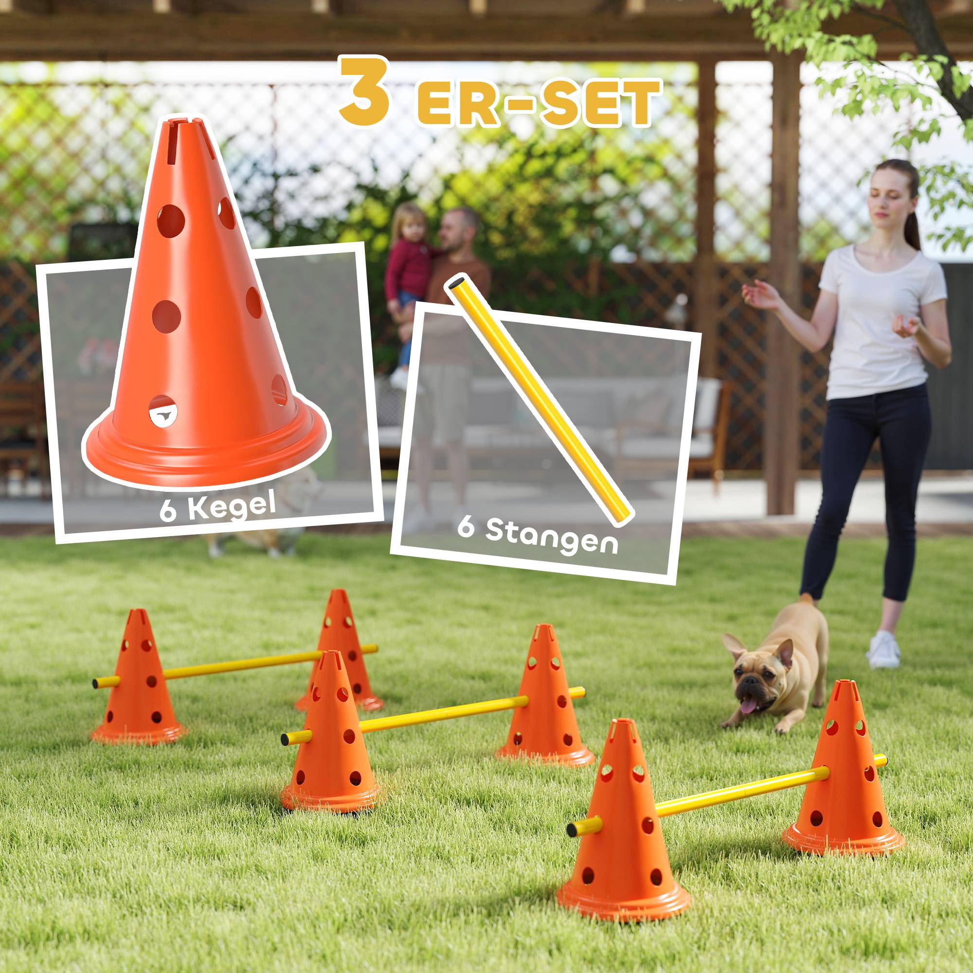 ComfortXL - Haies agilité chien ABS 3 pièces 80 x 22,5 x 30 cm hauteur réglable entraînement - ComfortXL Outdoor Living - Image 6