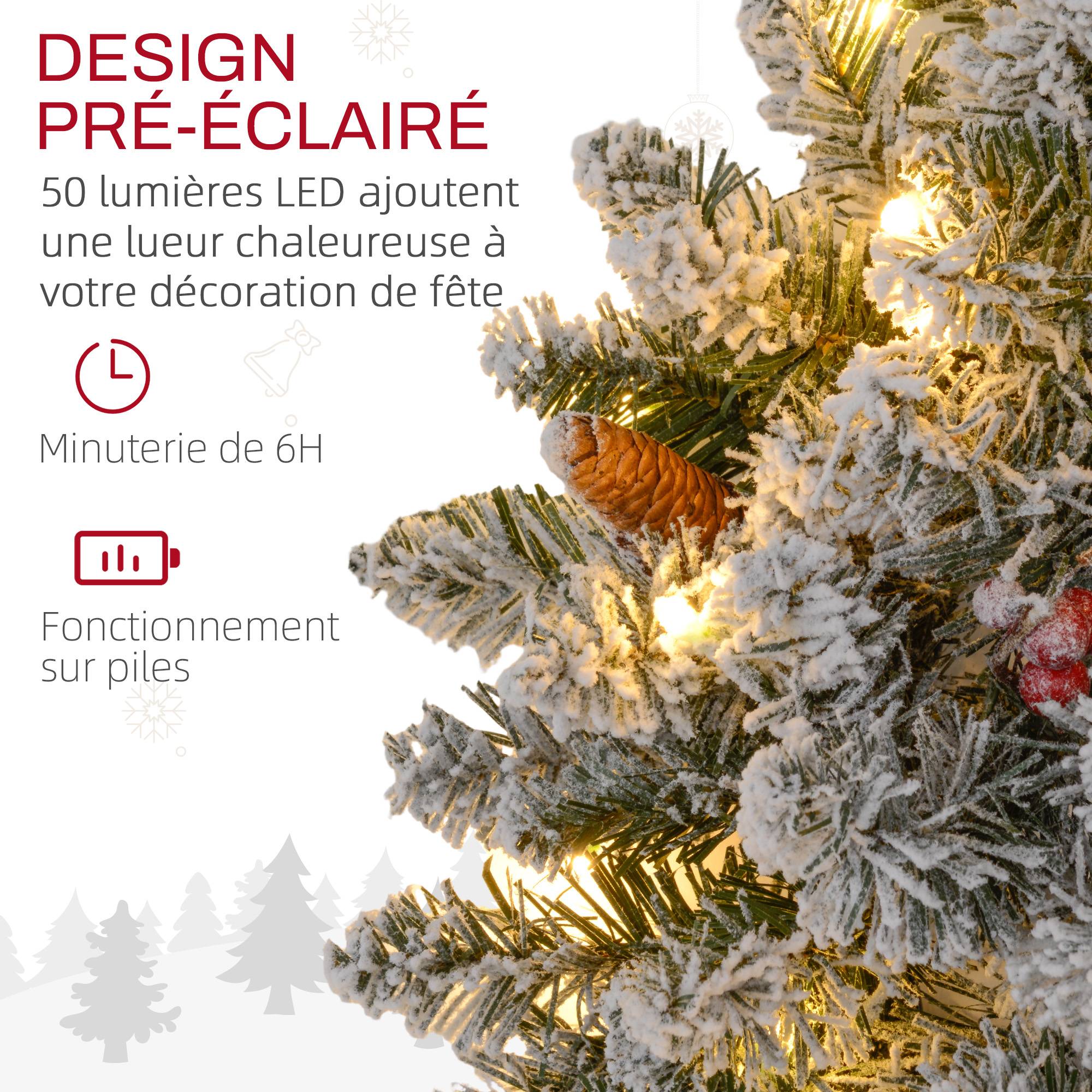 ComfortXL - Couronne de Noël artificielle lumineuse en plastique vert Ø 60 cm pour porte avec 50 LED blanc chaud et minuterie - Image 5