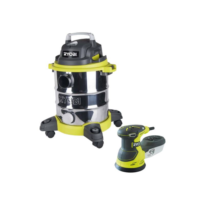 Ryobi - Pack RYOBI Aspirateur eau et poussière - 1250W - 20L - RVC-1220I-G - Ponceuse excentrique électrique - 300W - 125mm - ROS300 - Image 1