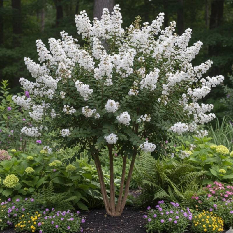 Lilas des Indes Papillons Blancs, Lagerstroemia à fleurs Rose/ - feuillage Caduc - Pot de 15 L - 100/120 cm - Image 4