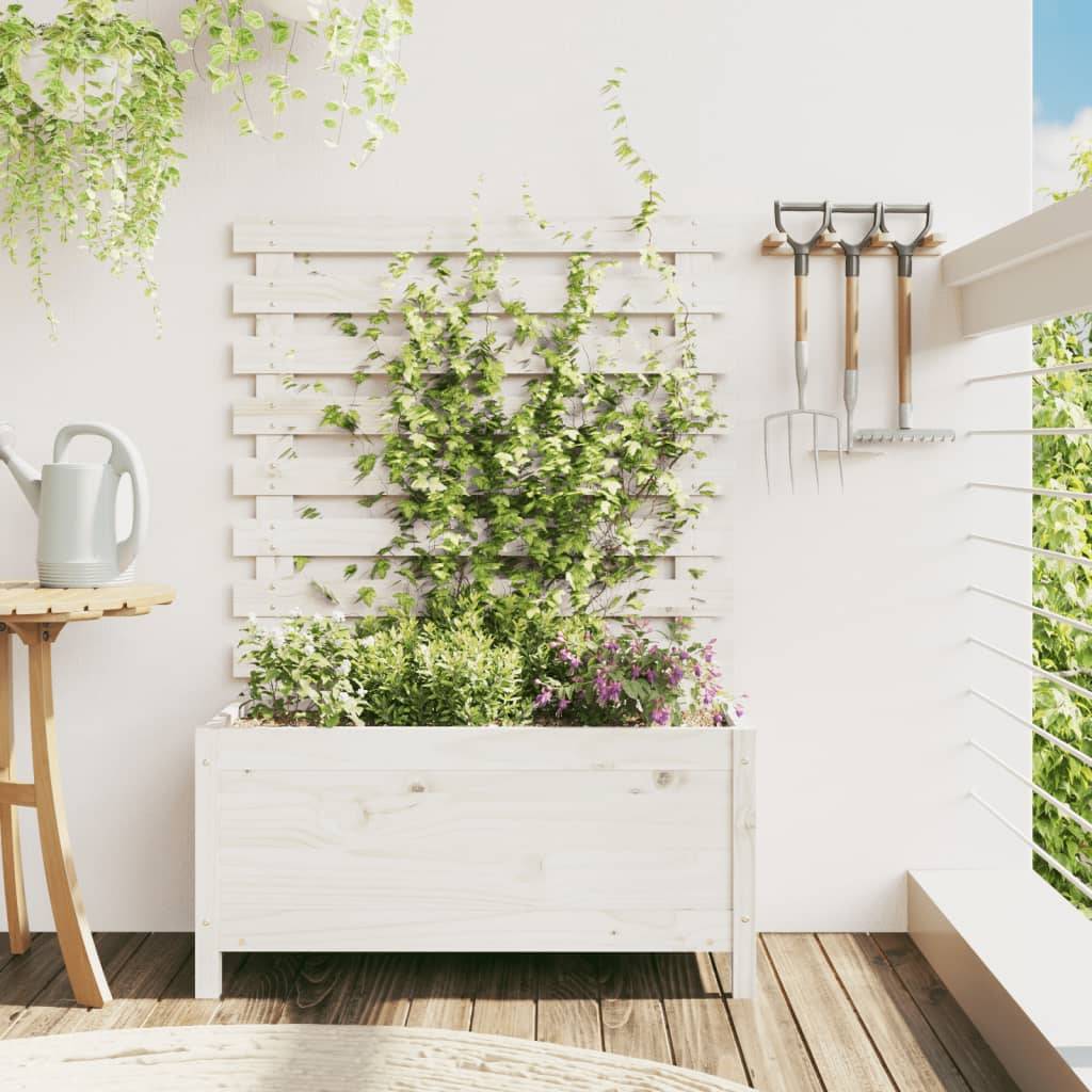 Maison Chic - Jardinière - Pot De Fleurs avec support blanc 79x39,5x114 cm bois de pin massif - Image 2