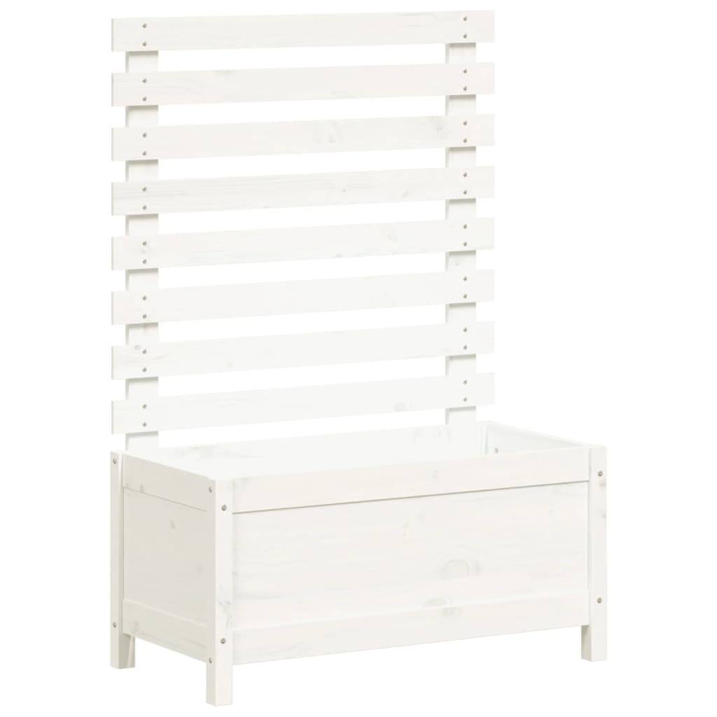 Maison Chic - Jardinière - Pot De Fleurs avec support blanc 79x39,5x114 cm bois de pin massif - Image 1