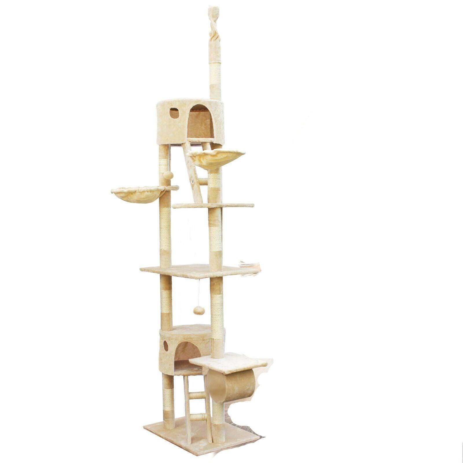 Arbre à chat plafond avec corde en sisal griffoir grattoir XXL escalade beige