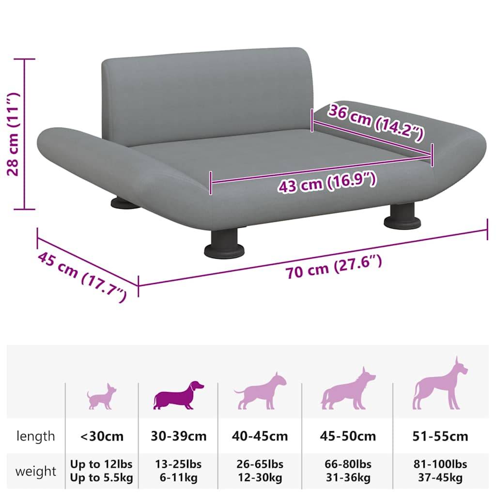 Vidaxl - Lit pour chien gris clair 70x45x28 cm tissu vidaXL 171996 - Image 3