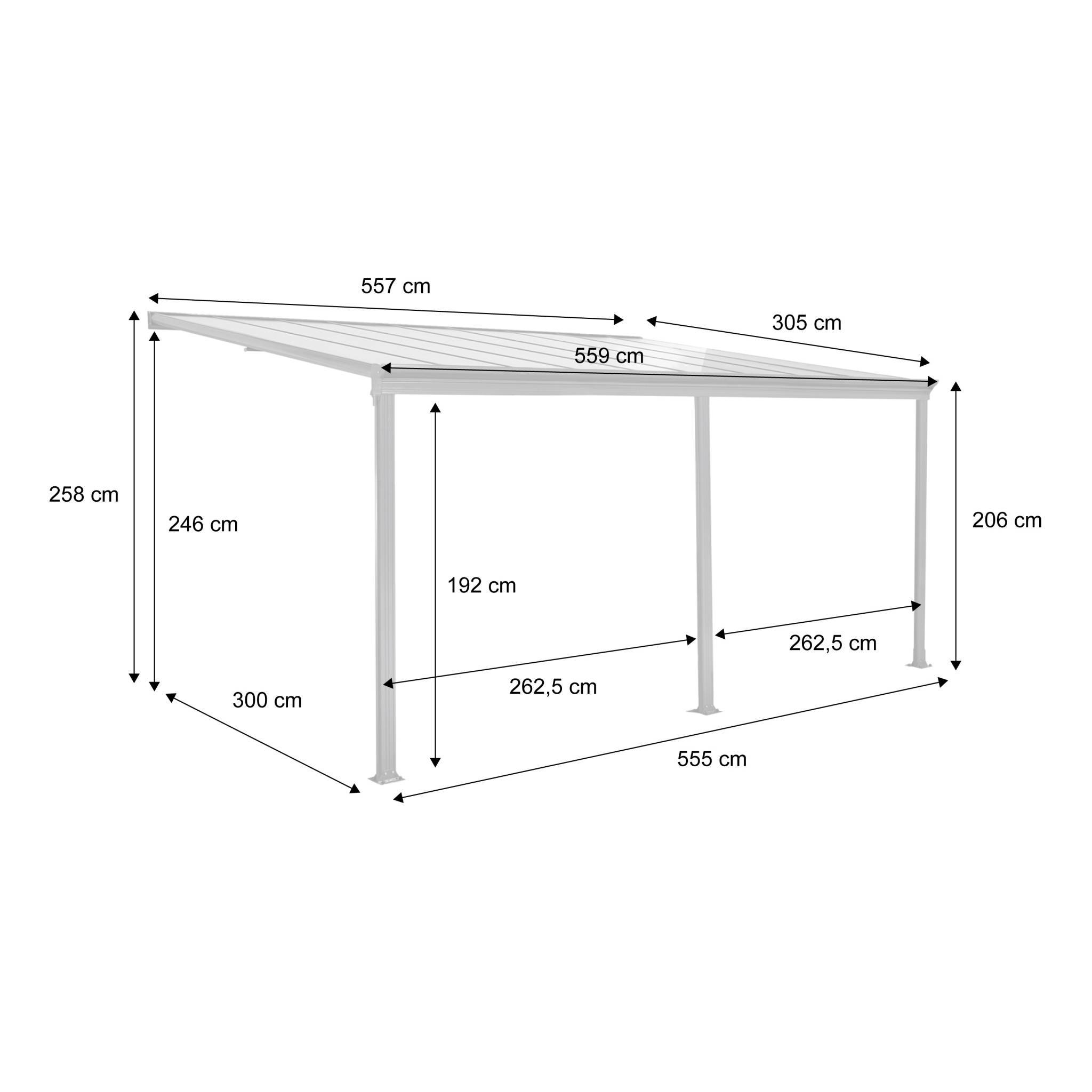 sweeek - Pergola. carport adossé 3x5m anthracite en aluminium et polycarbonate avec gouttière. pergola adossée | sweeek - Image 4