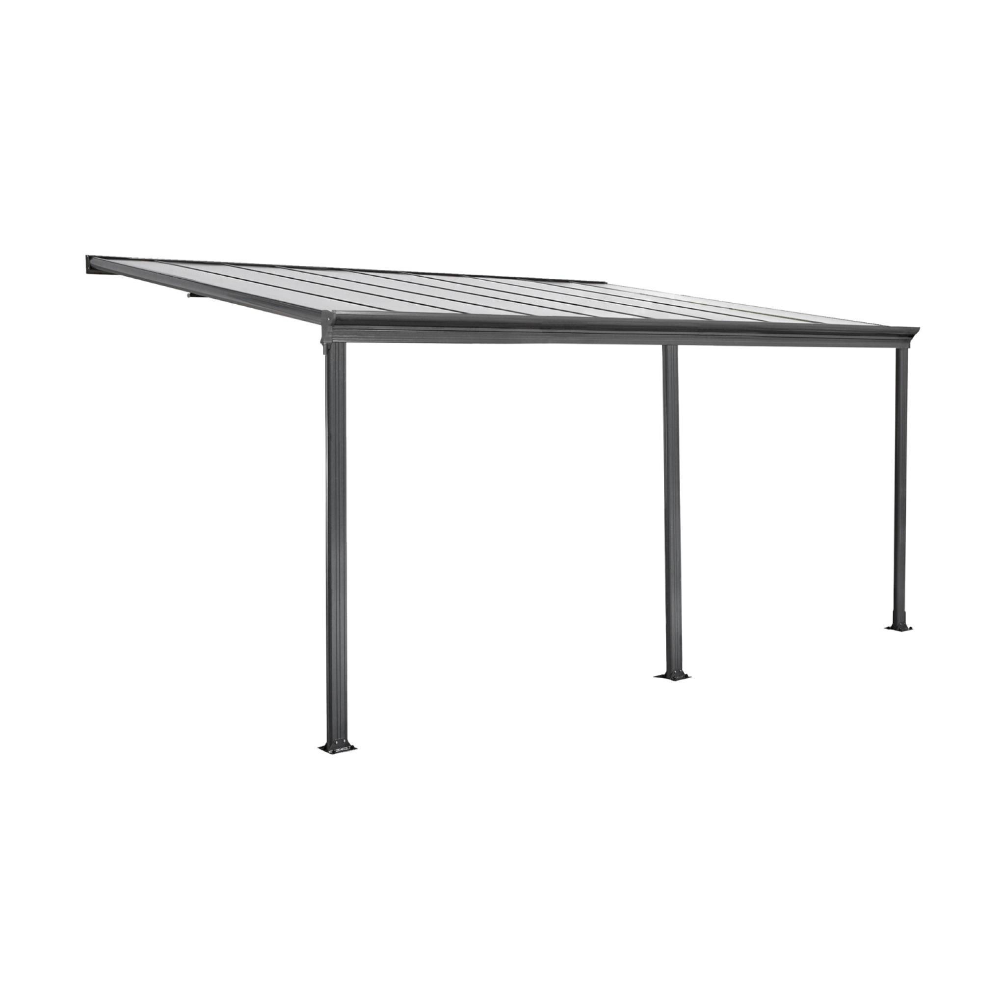 sweeek - Pergola. carport adossé 3x5m anthracite en aluminium et polycarbonate avec gouttière. pergola adossée | sweeek - Image 2