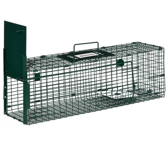 Cage de capture pour animaux vivants avec porte, cage métallique avec poignée pour lapins et petits visons, 60 x 18 x 20 cm, vert foncé - Image 1