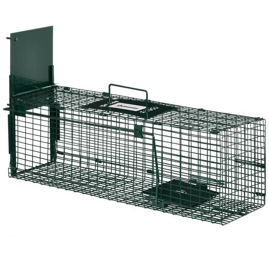 Cage de capture pour animaux vivants avec porte, cage métallique avec poignée pour lapins et petits visons, 60 x 18 x 20 cm, vert foncé - Image 2