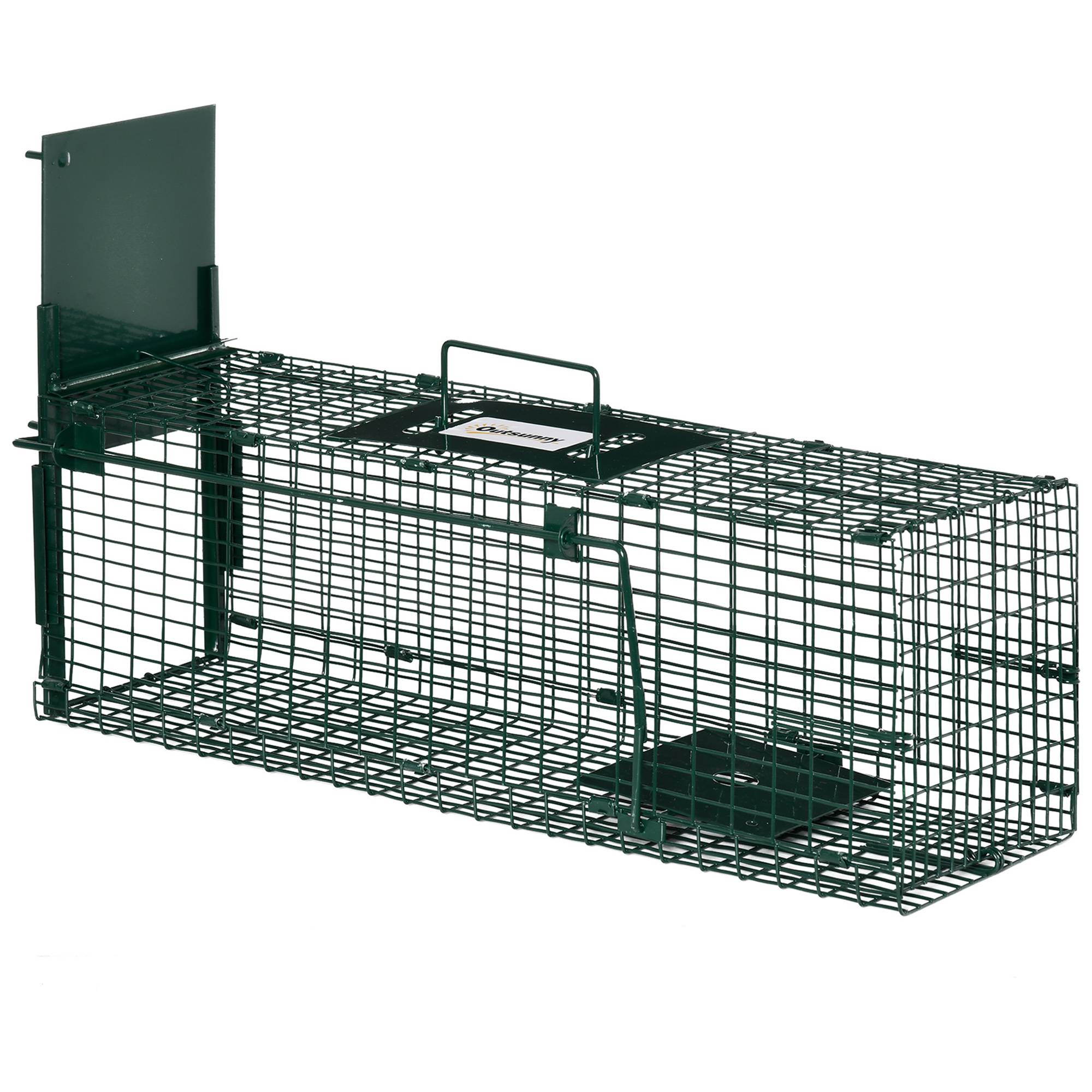 Cage de capture pour animaux vivants avec porte, cage métallique avec poignée pour lapins et petits visons, 60 x 18 x 20 cm, vert foncé - Image 2