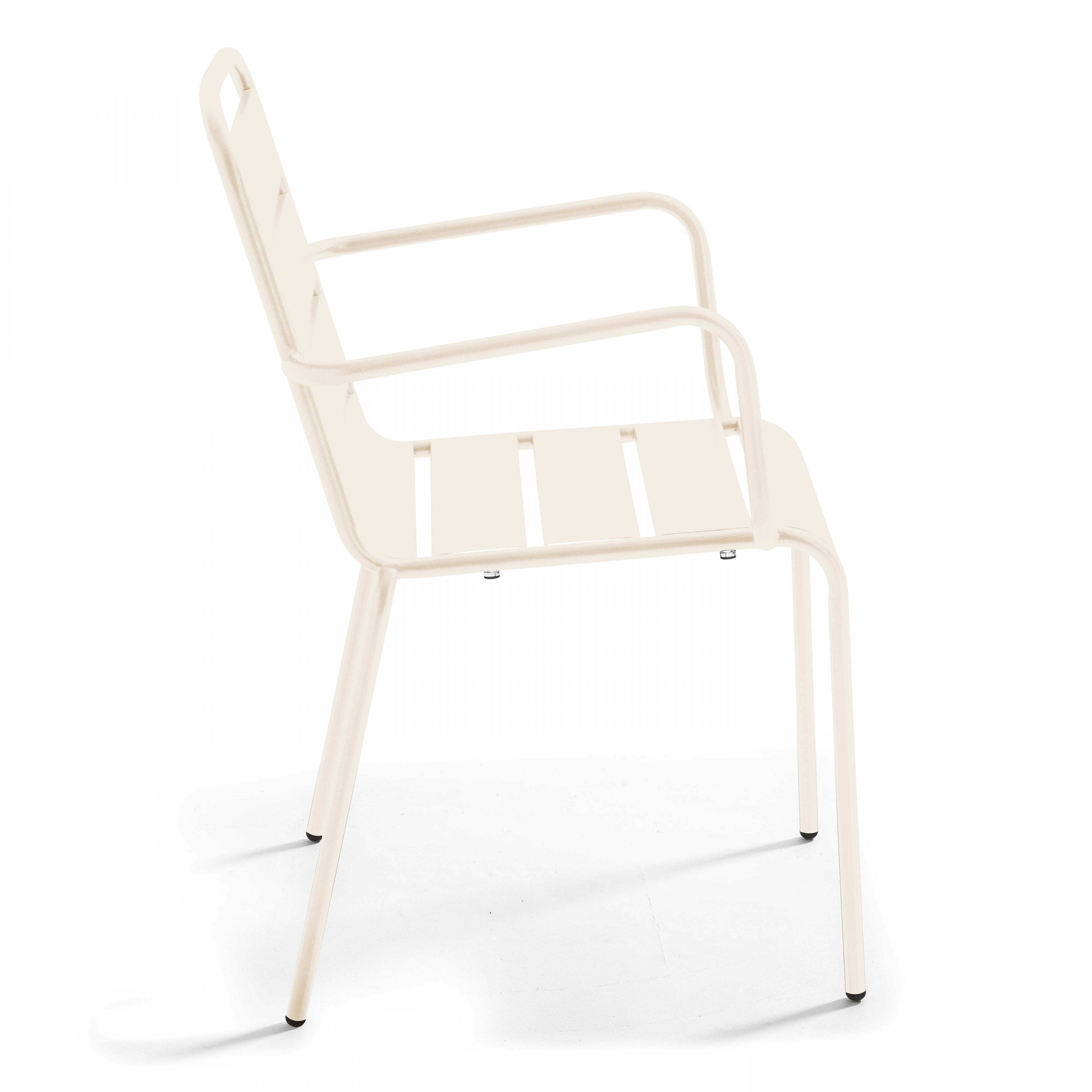 Oviala - Ensemble table de jardin et 4 fauteuils métal ivoire Palavas - Oviala - Image 6